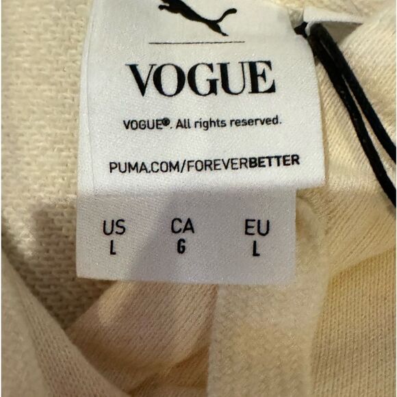 PUMA X VOGUE WOMEN’S WHITE OVERSIZED HOODIE WITH FRONT KANGAROO POUCH POCKETS - Picture 10 of 12